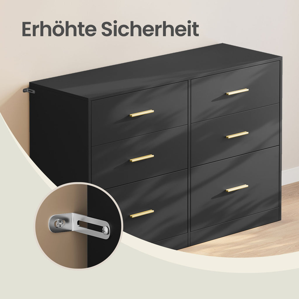 Kommode mit 6 Schubladen, Aufbewahrungsschrank, für Schlafzimmer