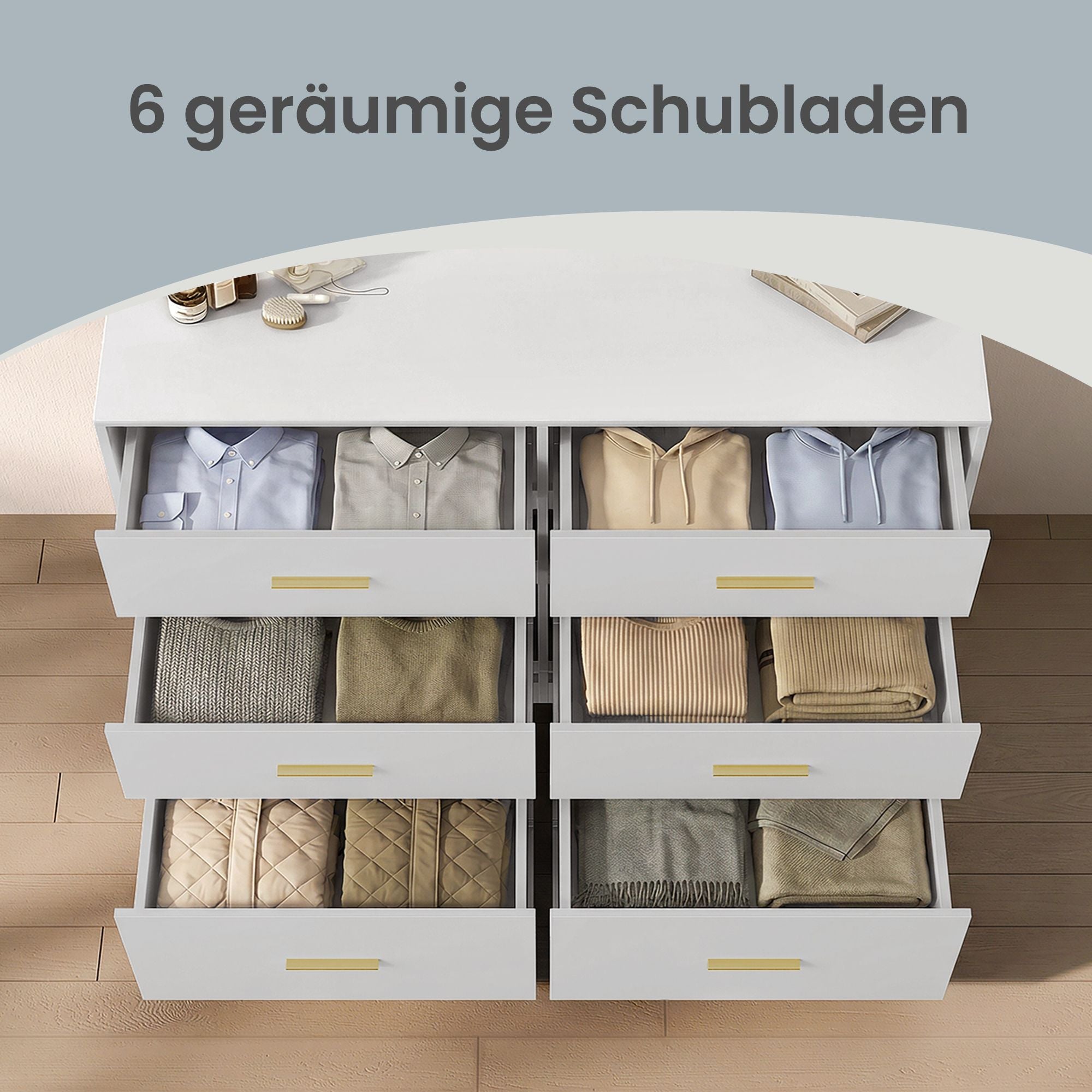 Kommode mit 6 Schubladen, Aufbewahrungsschrank
