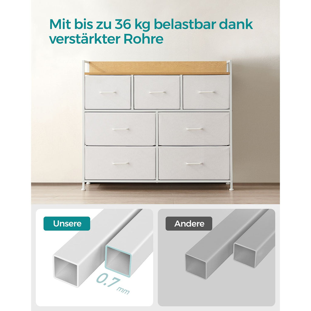 Kommode mit 7 Stoffschubladen