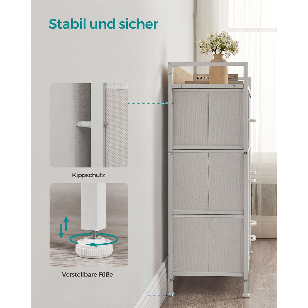 Kommode mit 7 Stoffschubladen