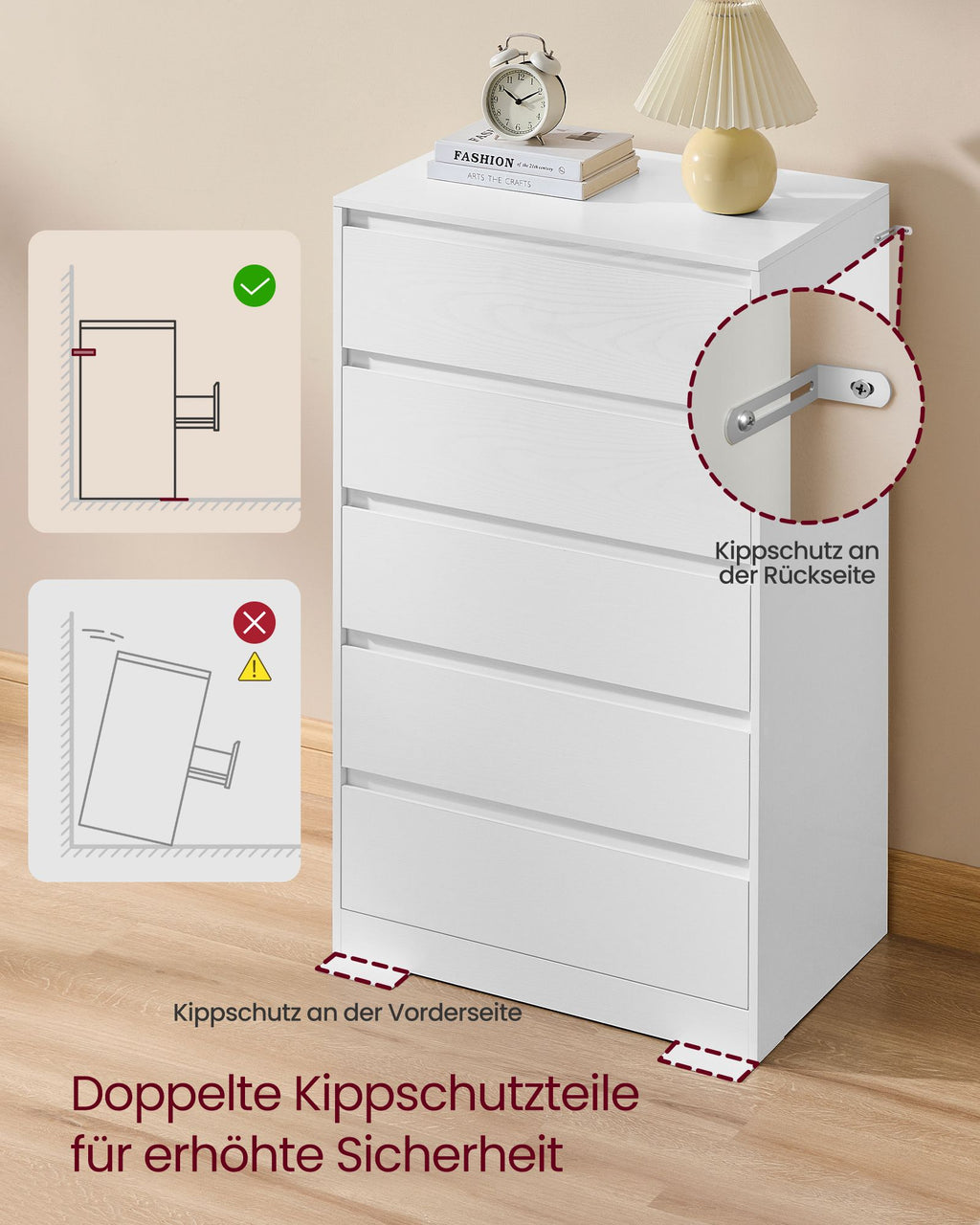 Kommode mit 5 Schubladen, Kommodenschrank