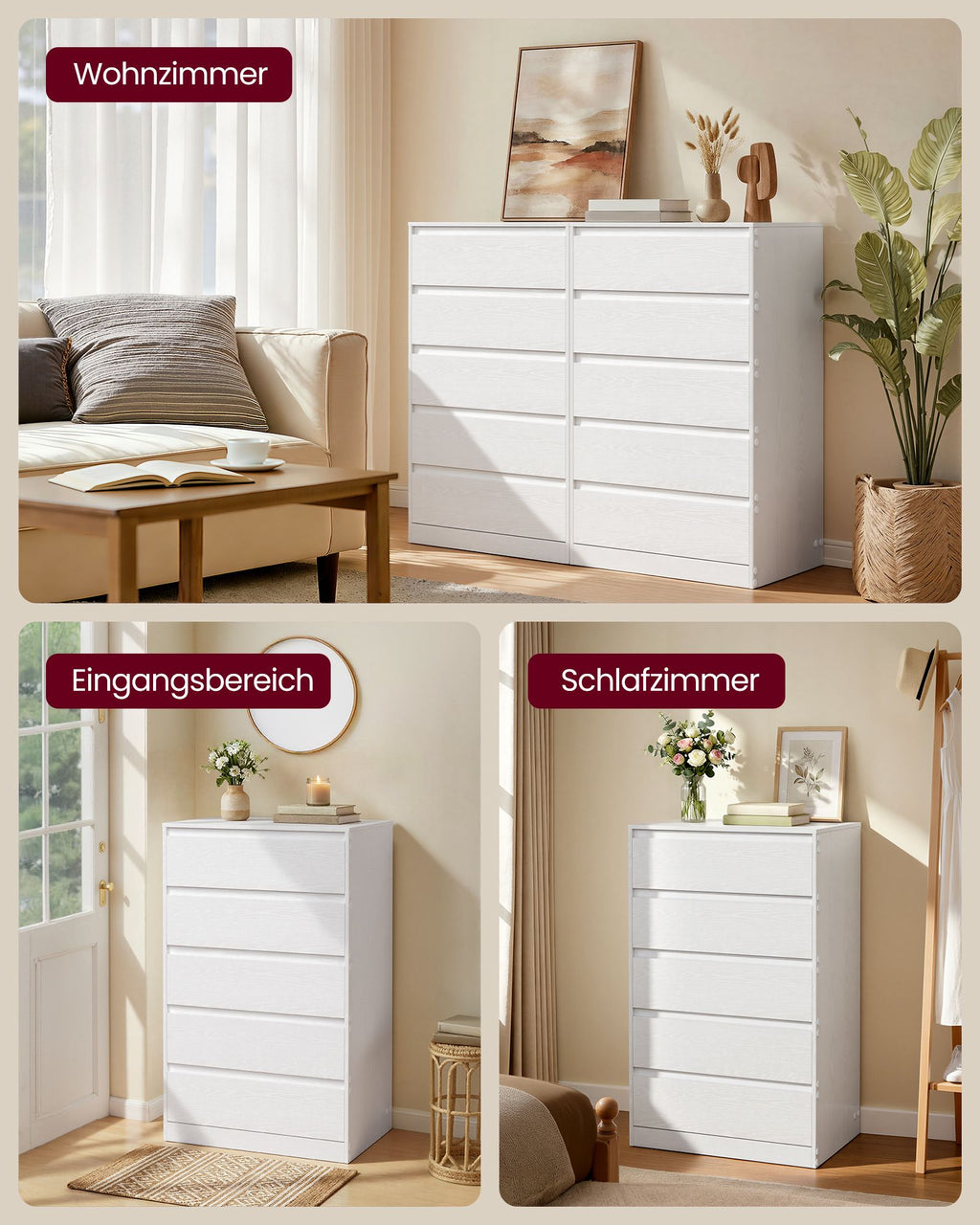 Kommode mit 5 Schubladen, Kommodenschrank