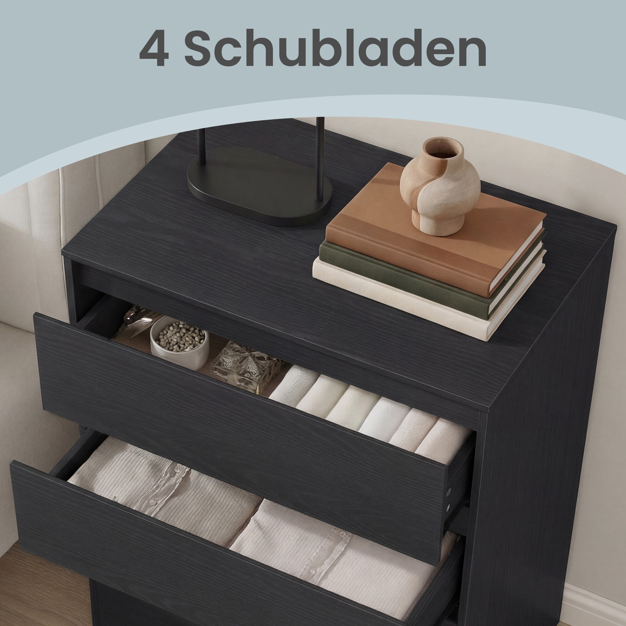 Kommode, Aufbewahrungsschrank, mit 4 Schubladen