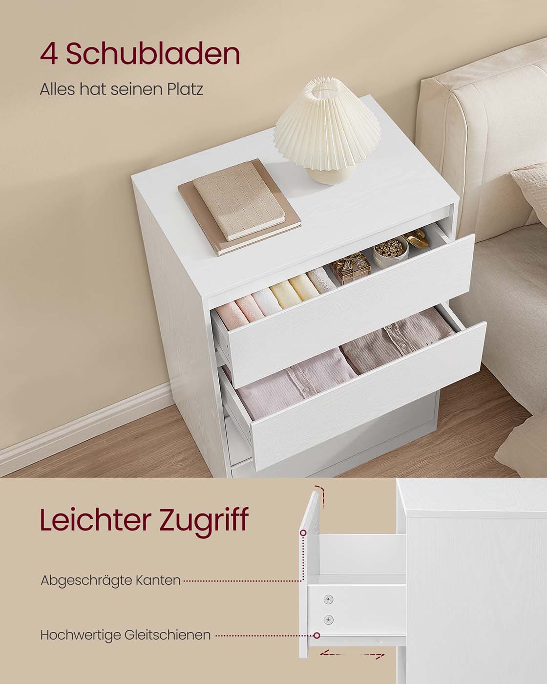 Kommode mit vier Schubladen vielseitig