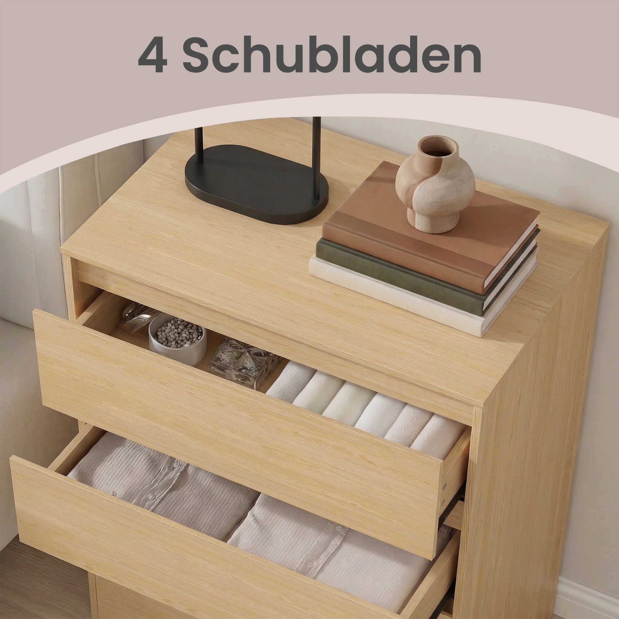 Kommode, Aufbewahrungsschrank, mit 4 Schubladen