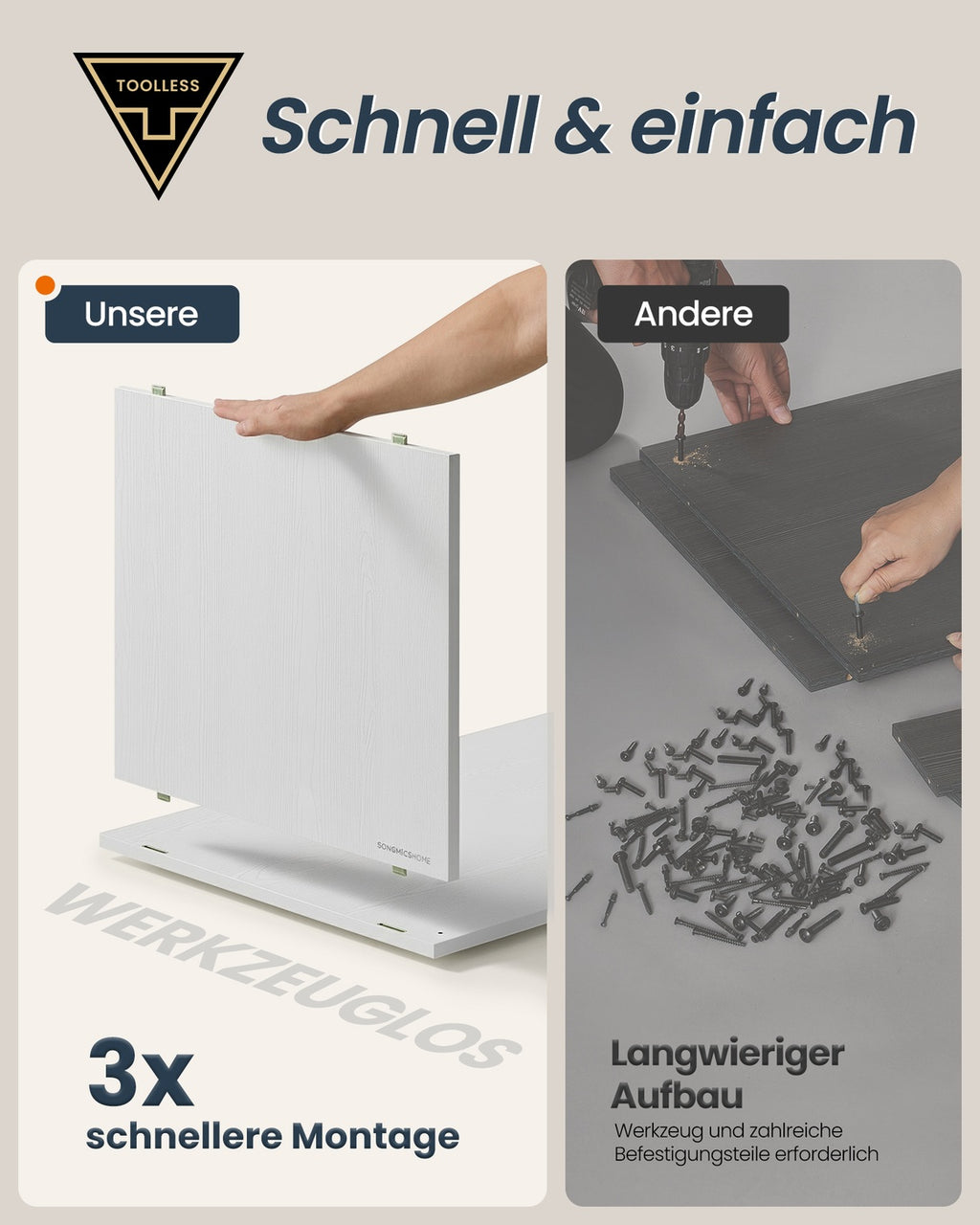 Schminktisch mit Regal nebeneinander oder L-förmig schneeweiß