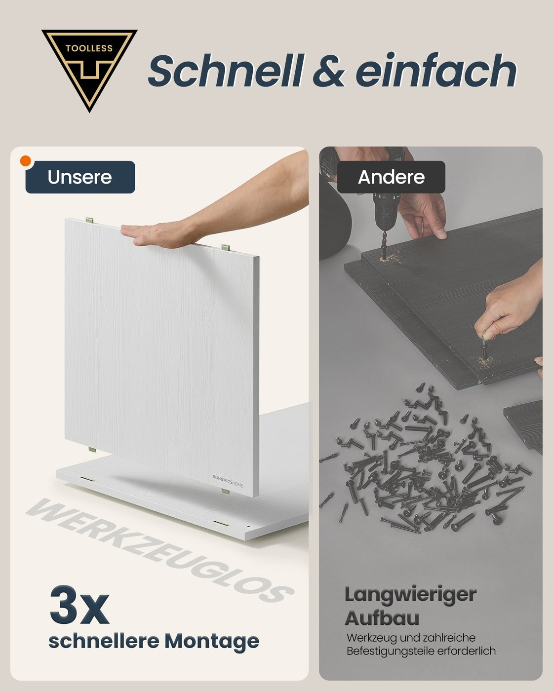 Schminktisch mit Regal nebeneinander oder L-förmig schneeweiß