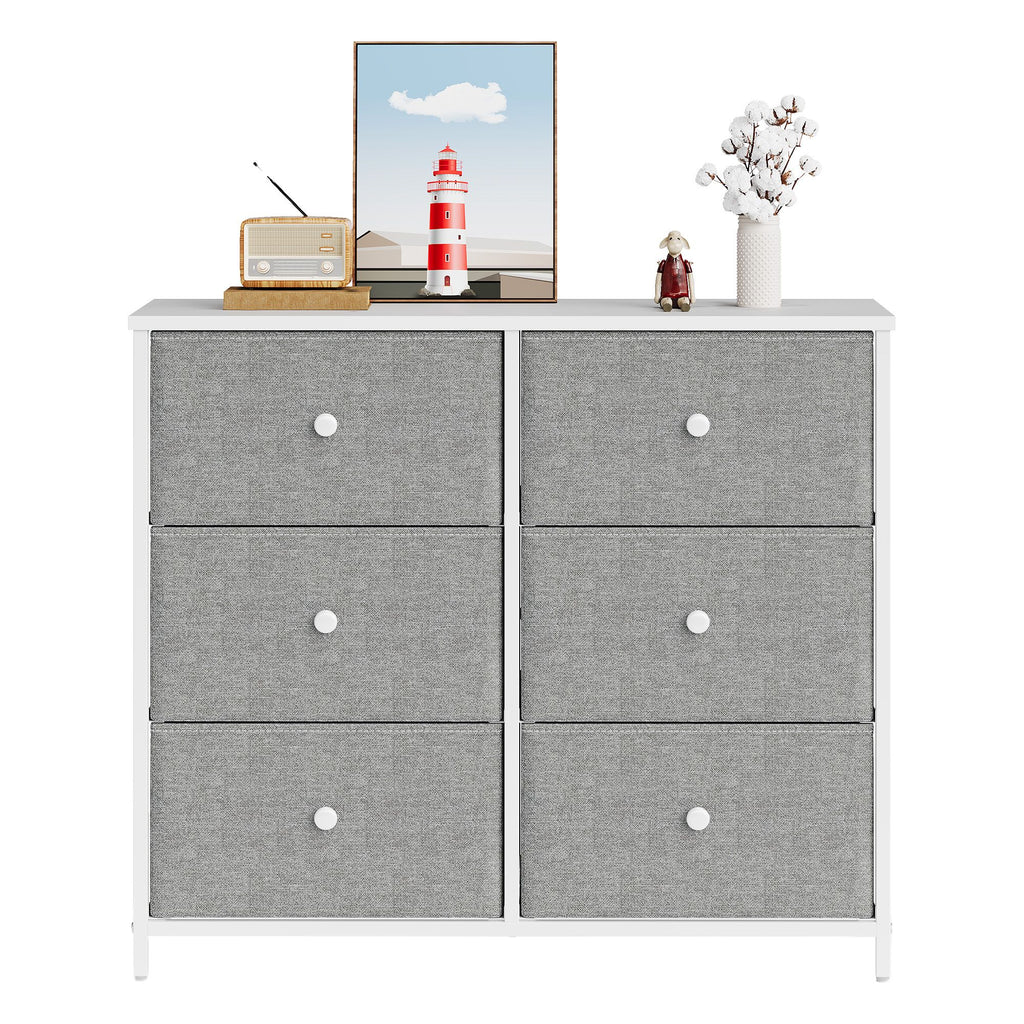 Kommode, Schrank, 6 Stoff-Schubladen