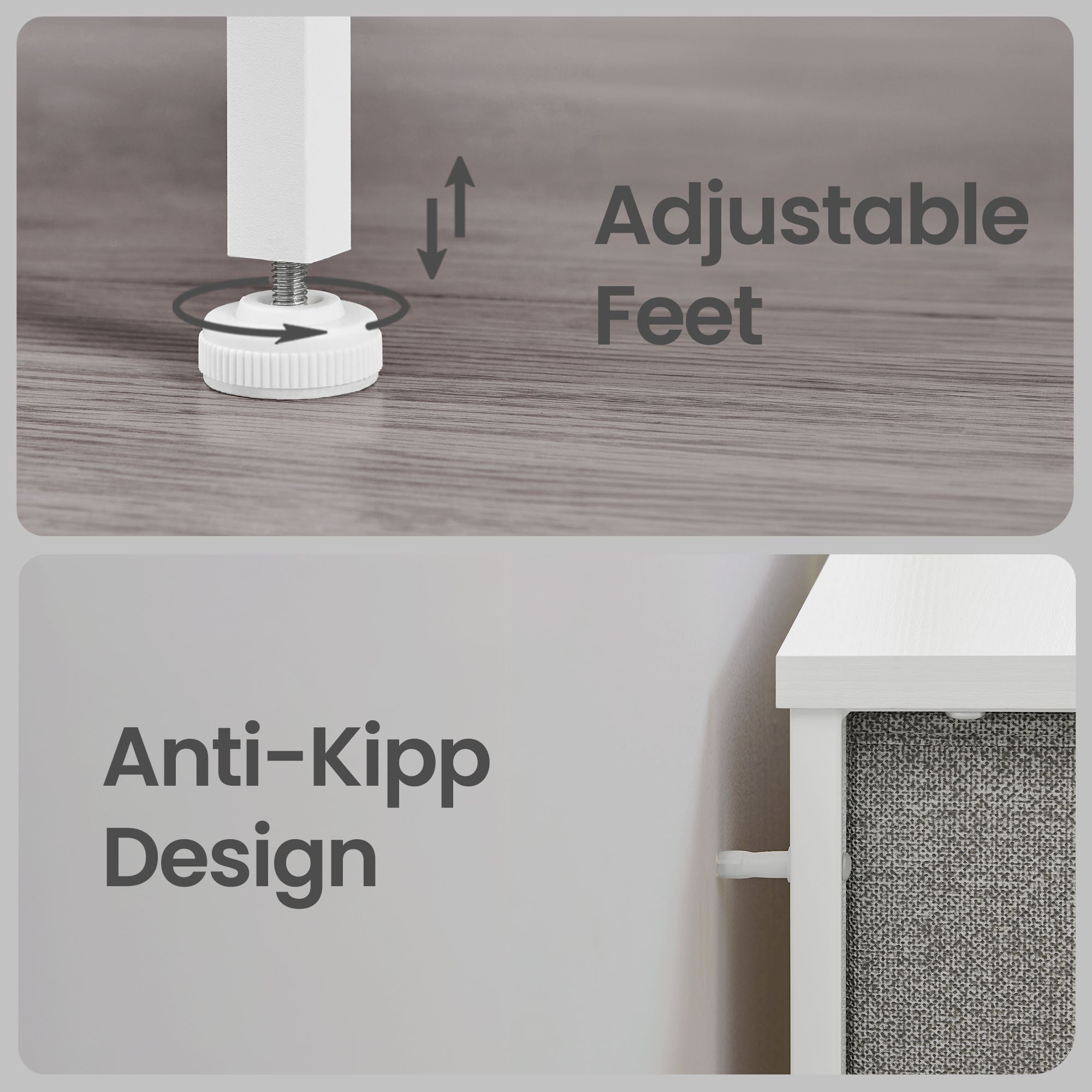 Kommode, Schrank, 6 Stoff-Schubladen