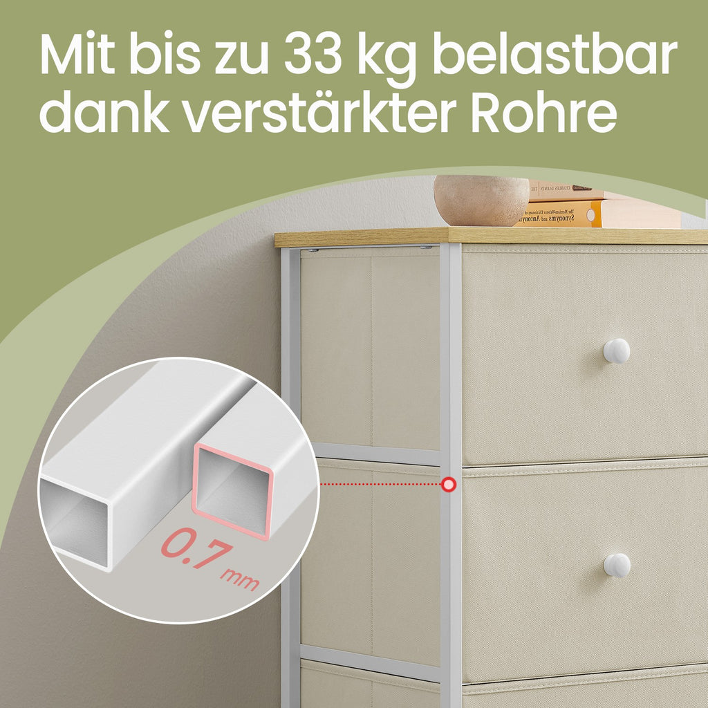Kommode, Schrank, 6 Stoff-Schubladen