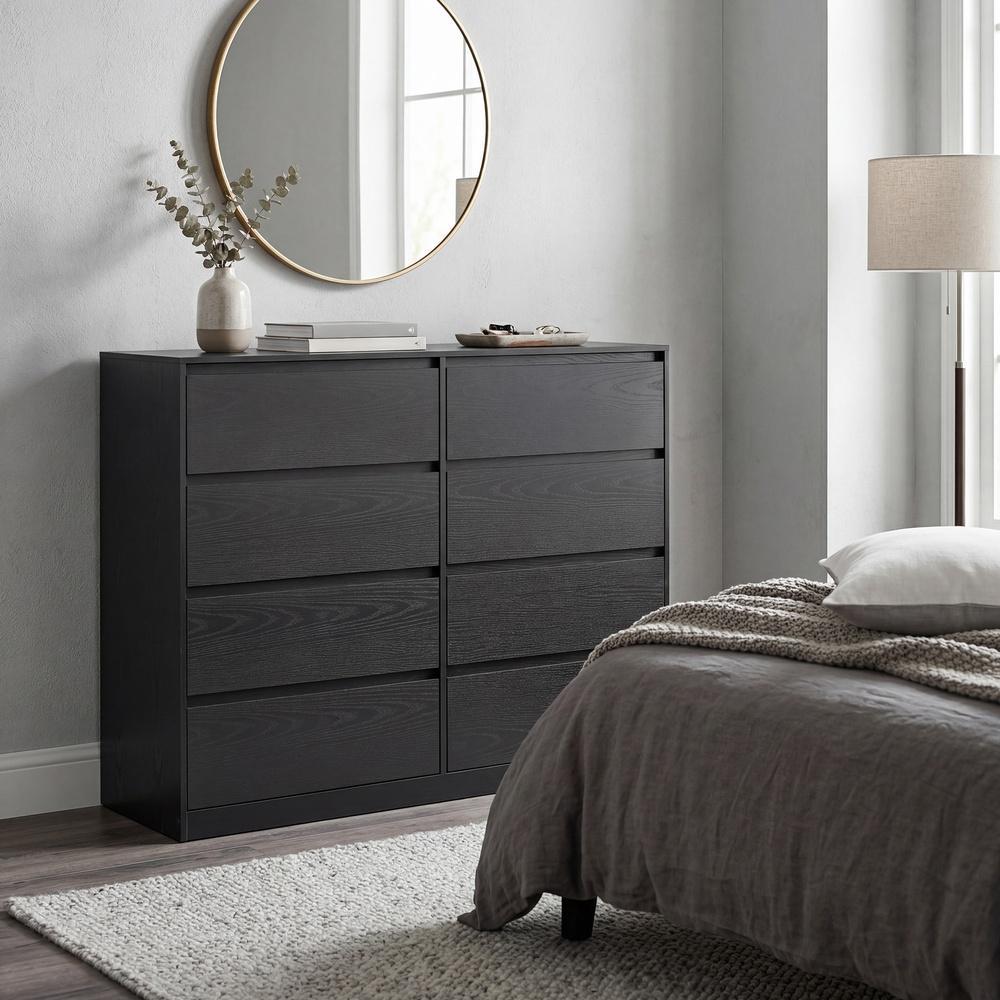 Kommode, Aufbewahrungsschrank, mit 8 Schubladen, für Schlafzimmer, 40 x 119,4 x 97.5 cm, modern, schwarz