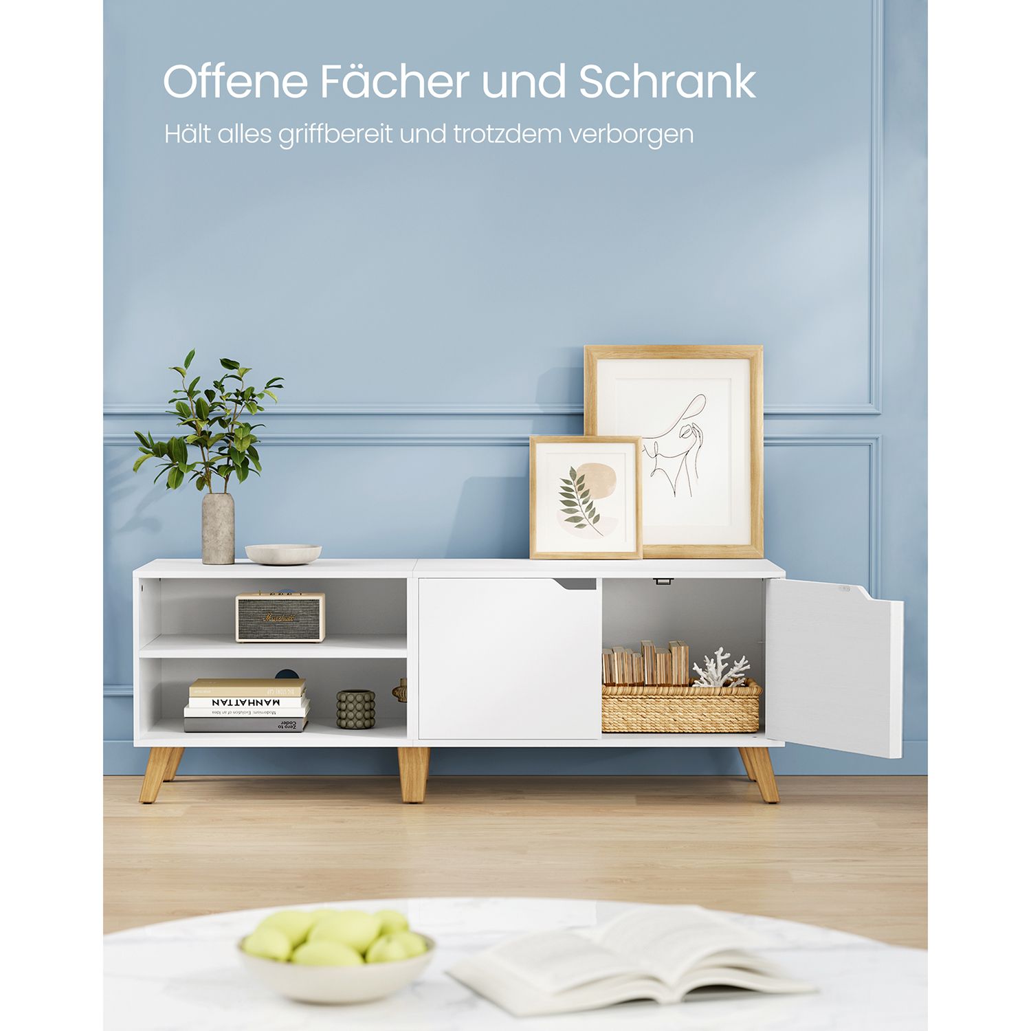 TV-Schrank mit 2 Türen 40 x 140 x 50 cm weiß
