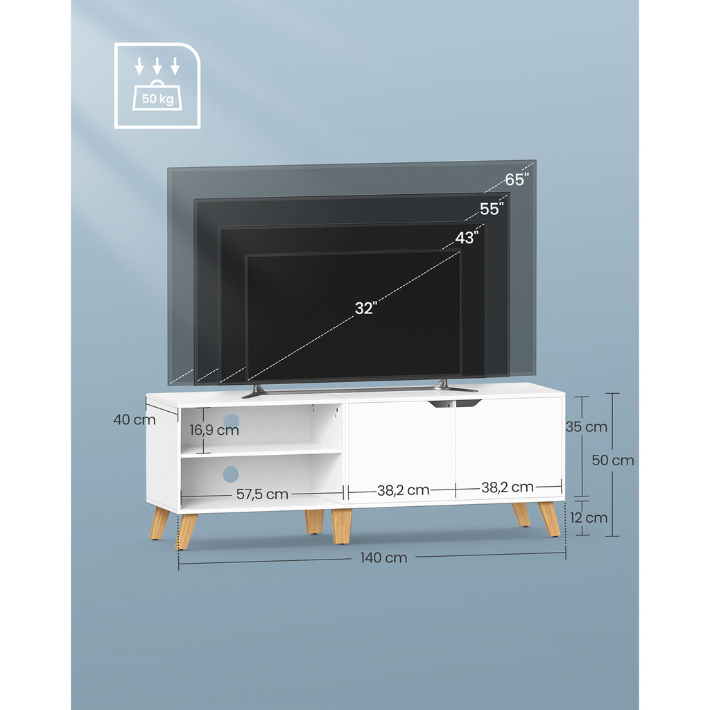 TV-Schrank mit 2 Türen 40 x 140 x 50 cm weiß