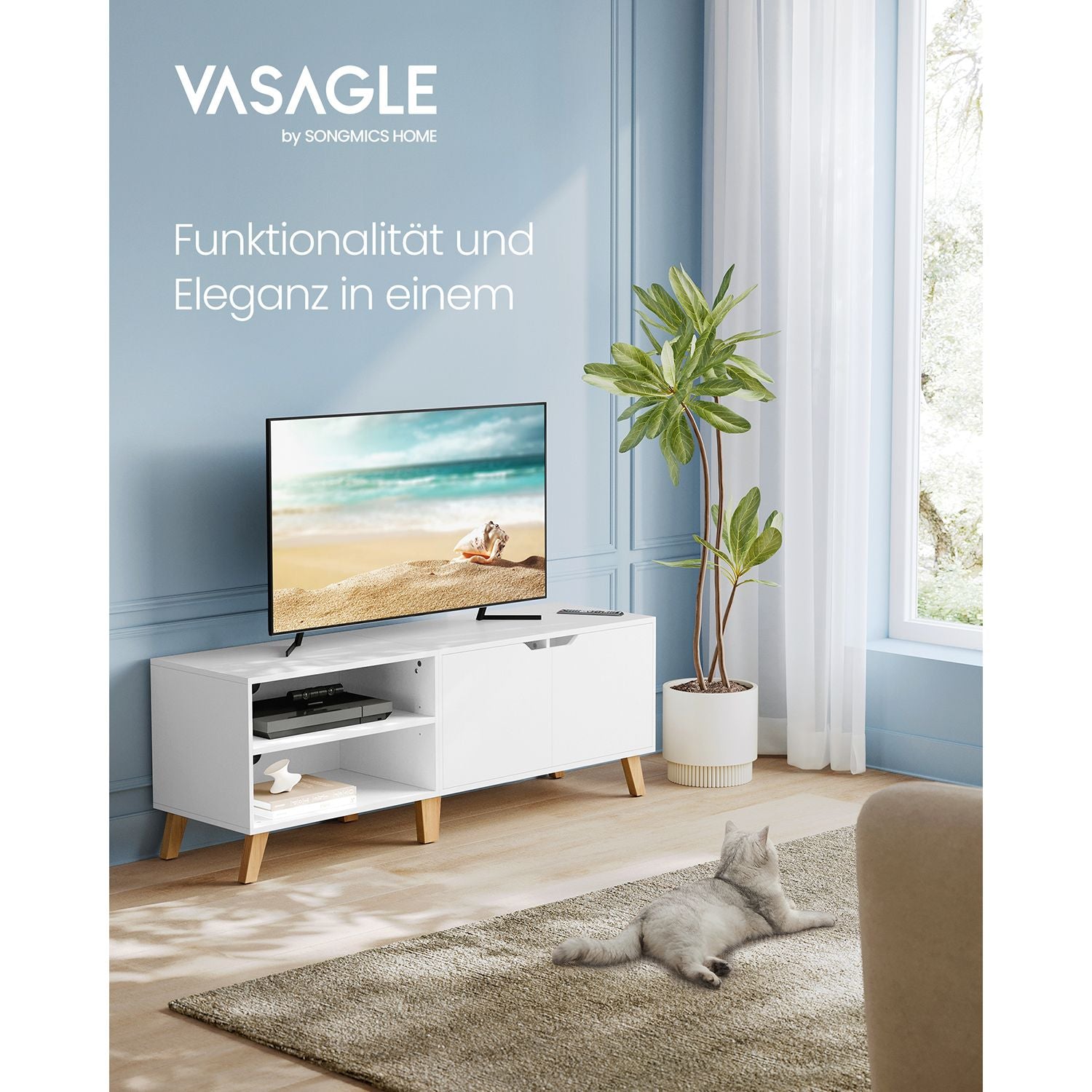TV-Schrank mit 2 Türen 40 x 140 x 50 cm weiß