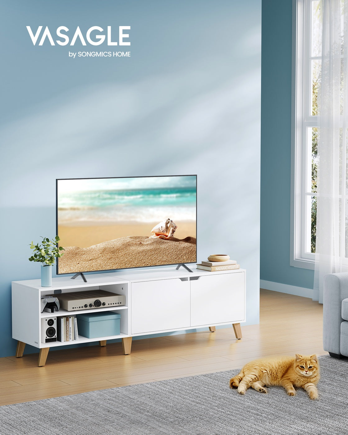 TV-Schrank 160 cm lang mit 2 Türen schneeweiß