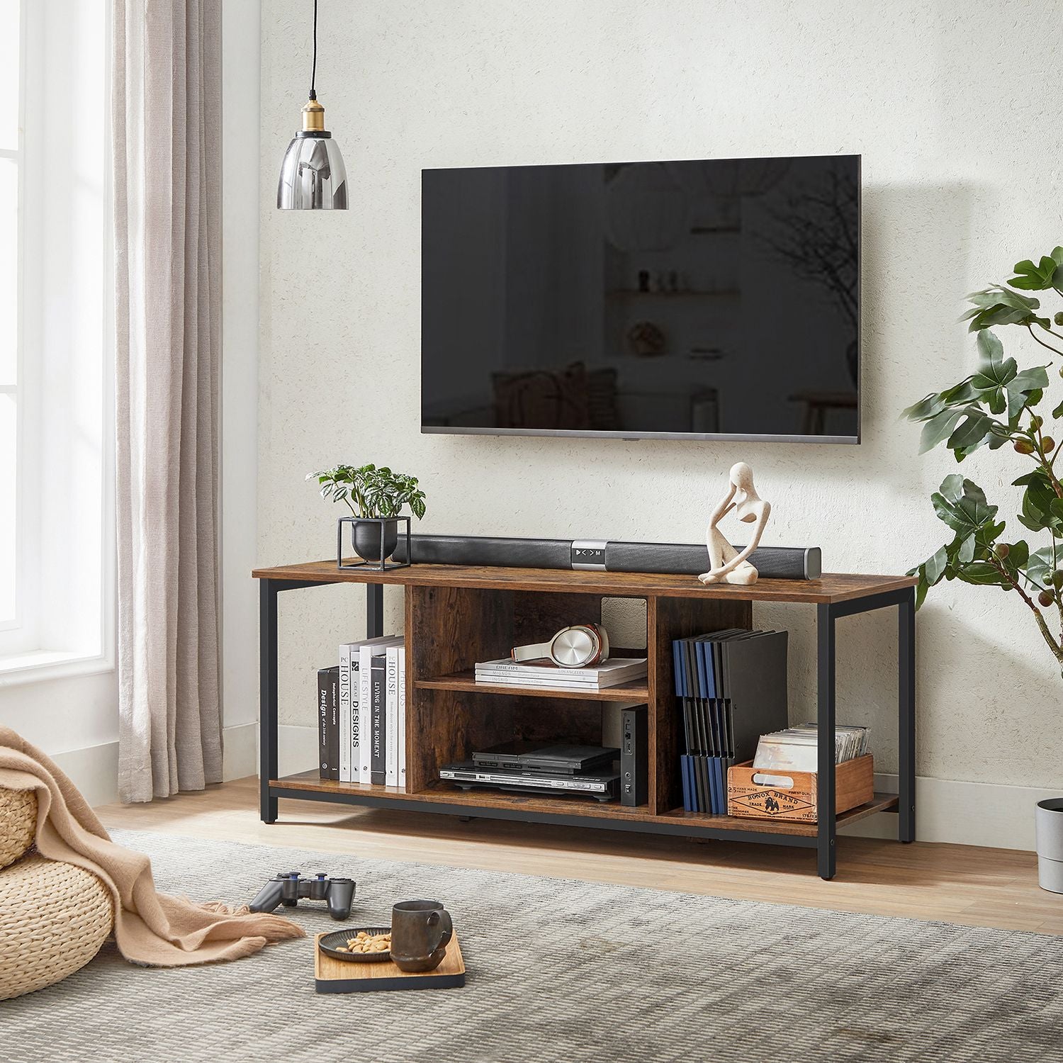 TV-Schrank mit offenen Fächern 40 x 120 x 50 cm vintagebraun-schwarz
