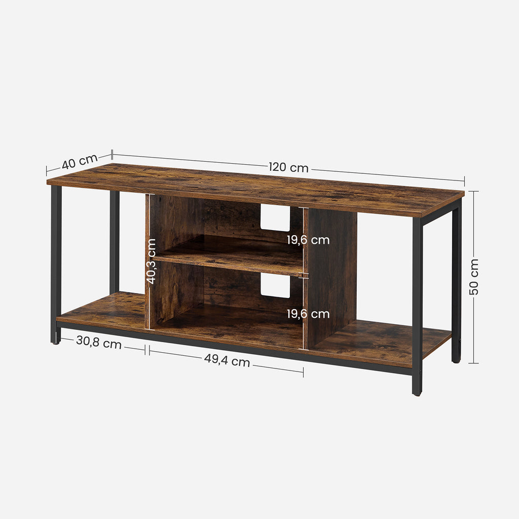 TV-Schrank mit offenen Fächern 40 x 120 x 50 cm vintagebraun-schwarz