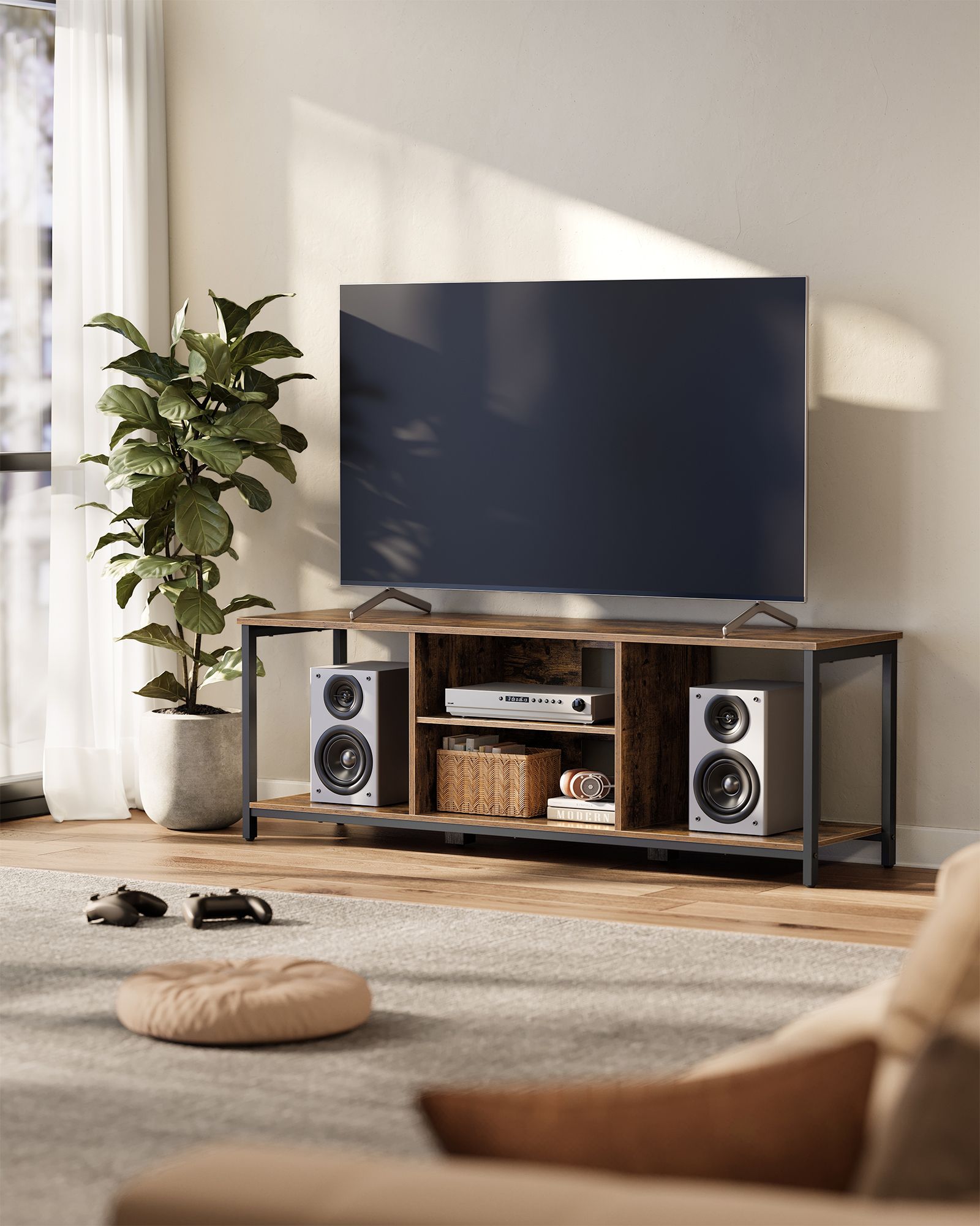 TV-Schrank mit offenen Fächern für Fernseher bis zu 65 Zoll