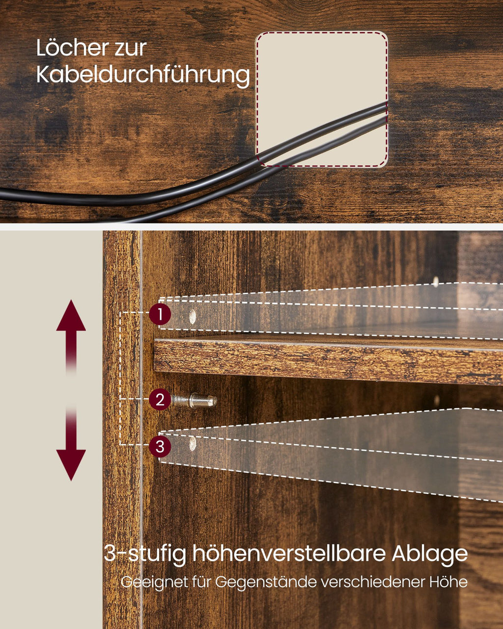 TV-Schrank mit offenen Fächern für Fernseher bis zu 65 Zoll