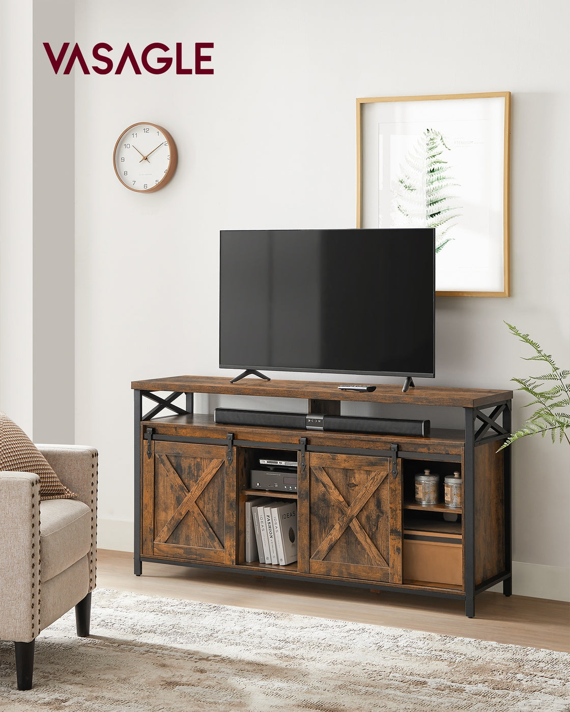 TV-Schrank Landhausstil vintagebraun-schwarz