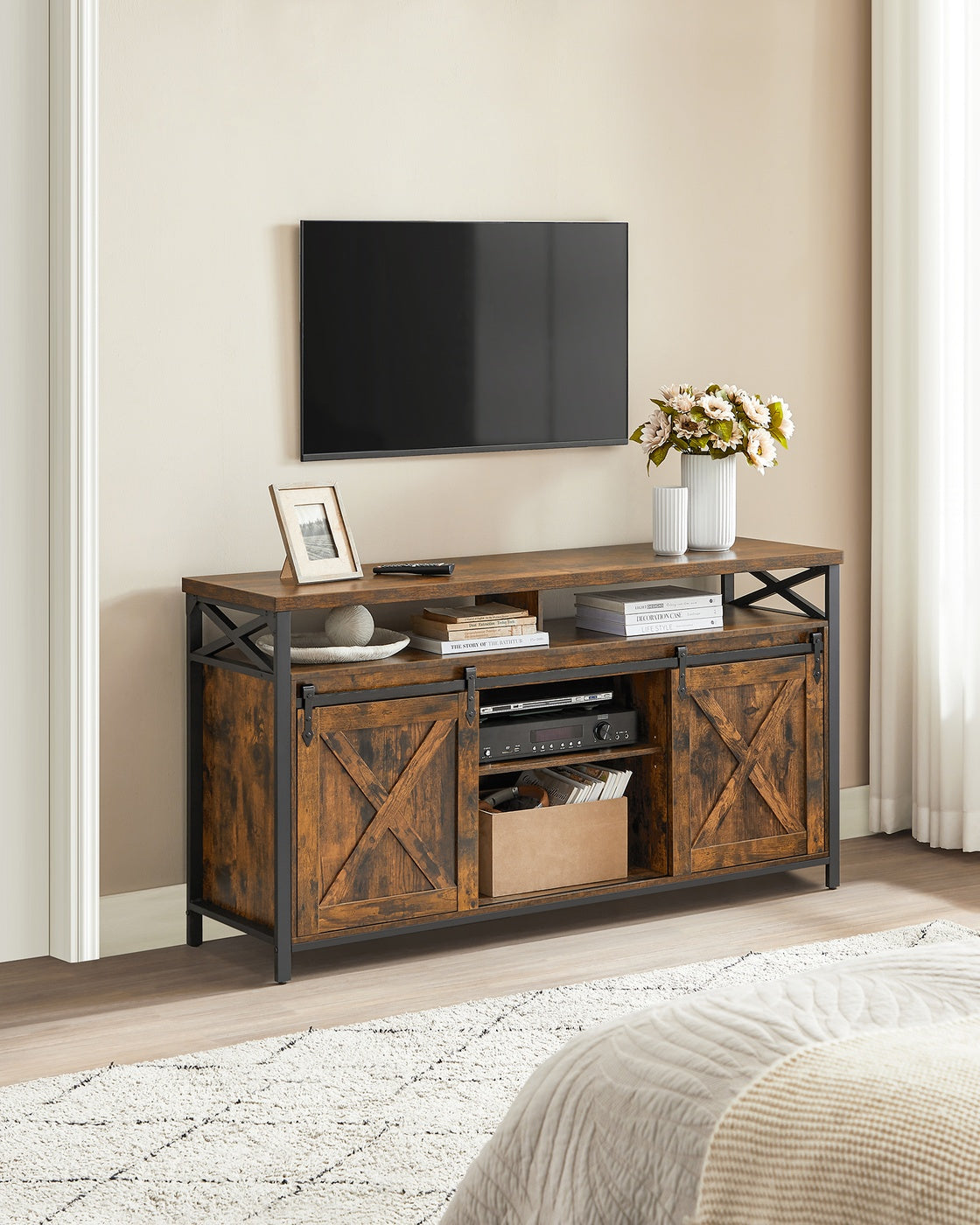 TV-Schrank Landhausstil vintagebraun-schwarz
