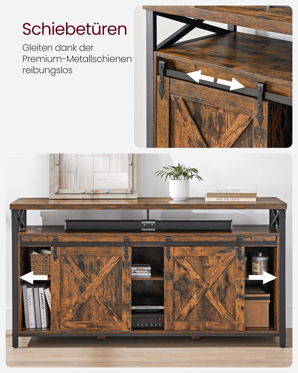 TV-Schrank Landhausstil vintagebraun-schwarz
