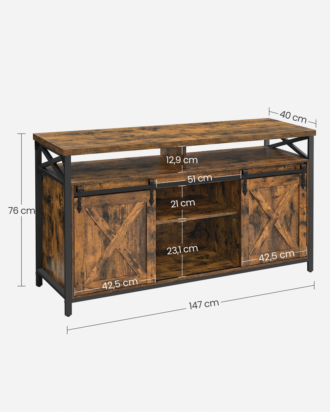 TV-Schrank Landhausstil vintagebraun-schwarz