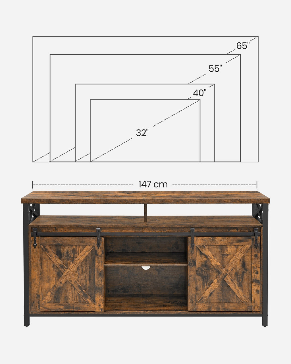 TV-Schrank Landhausstil vintagebraun-schwarz