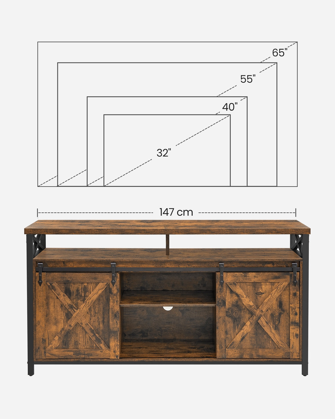 TV-Schrank Landhausstil vintagebraun-schwarz