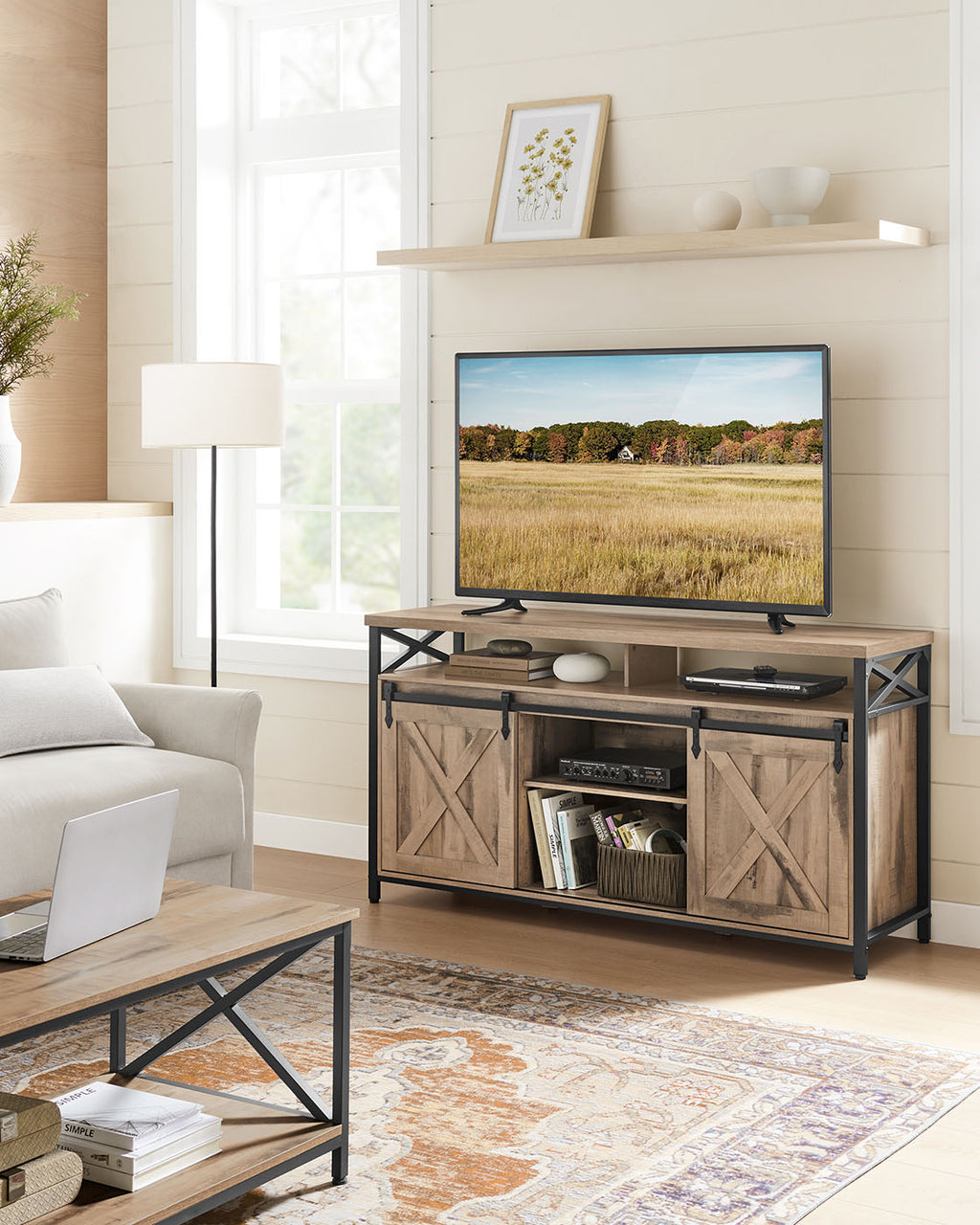TV-Schrank für Fernseher bis zu 65 Zoll kamelbraun-schwarz