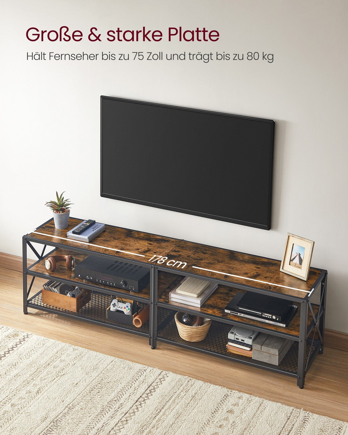 TV-Regal mit 3 Ebenen fürs Wohnzimmer
