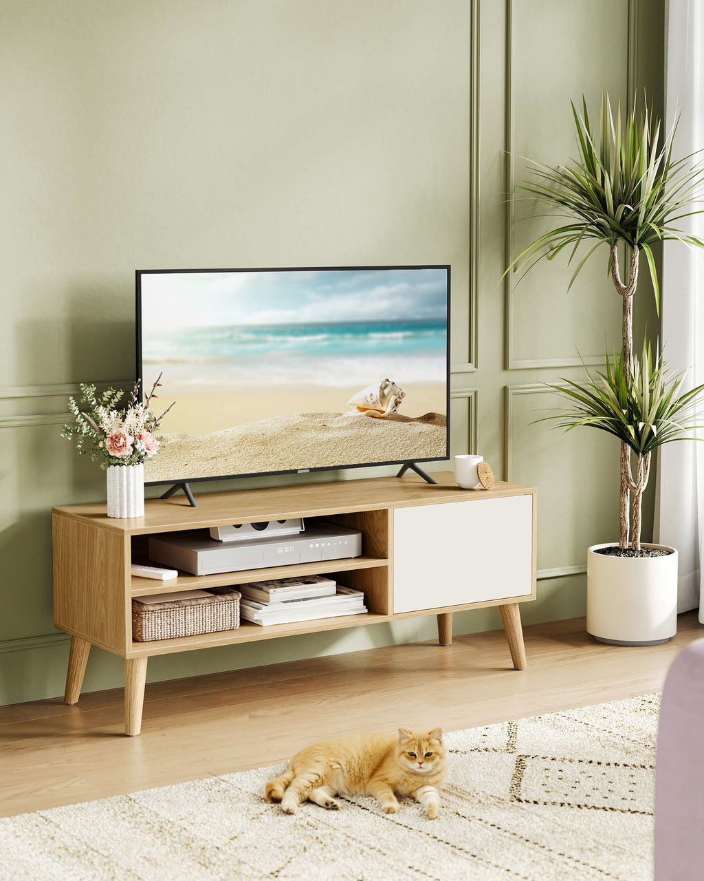 TV-Schrank 120 cm lang natureichenfarben-cremeweiß