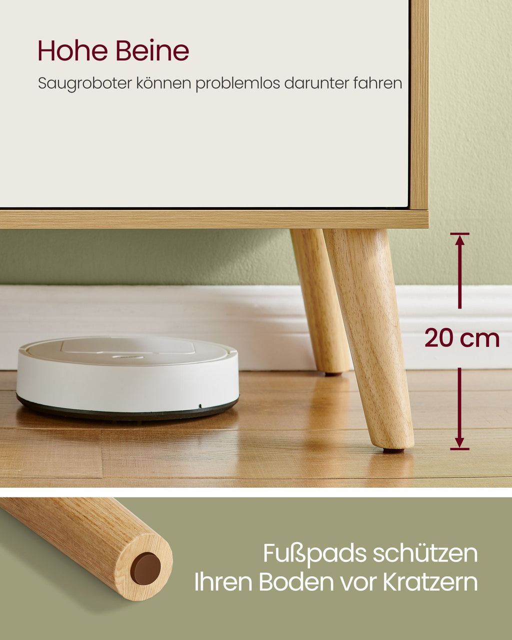 TV-Schrank 120 cm lang natureichenfarben-cremeweiß