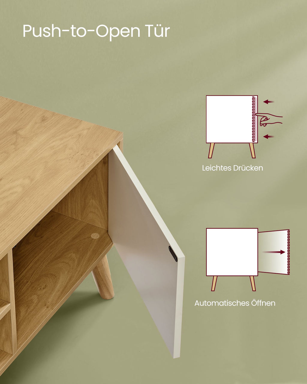TV-Schrank 120 cm lang natureichenfarben-cremeweiß