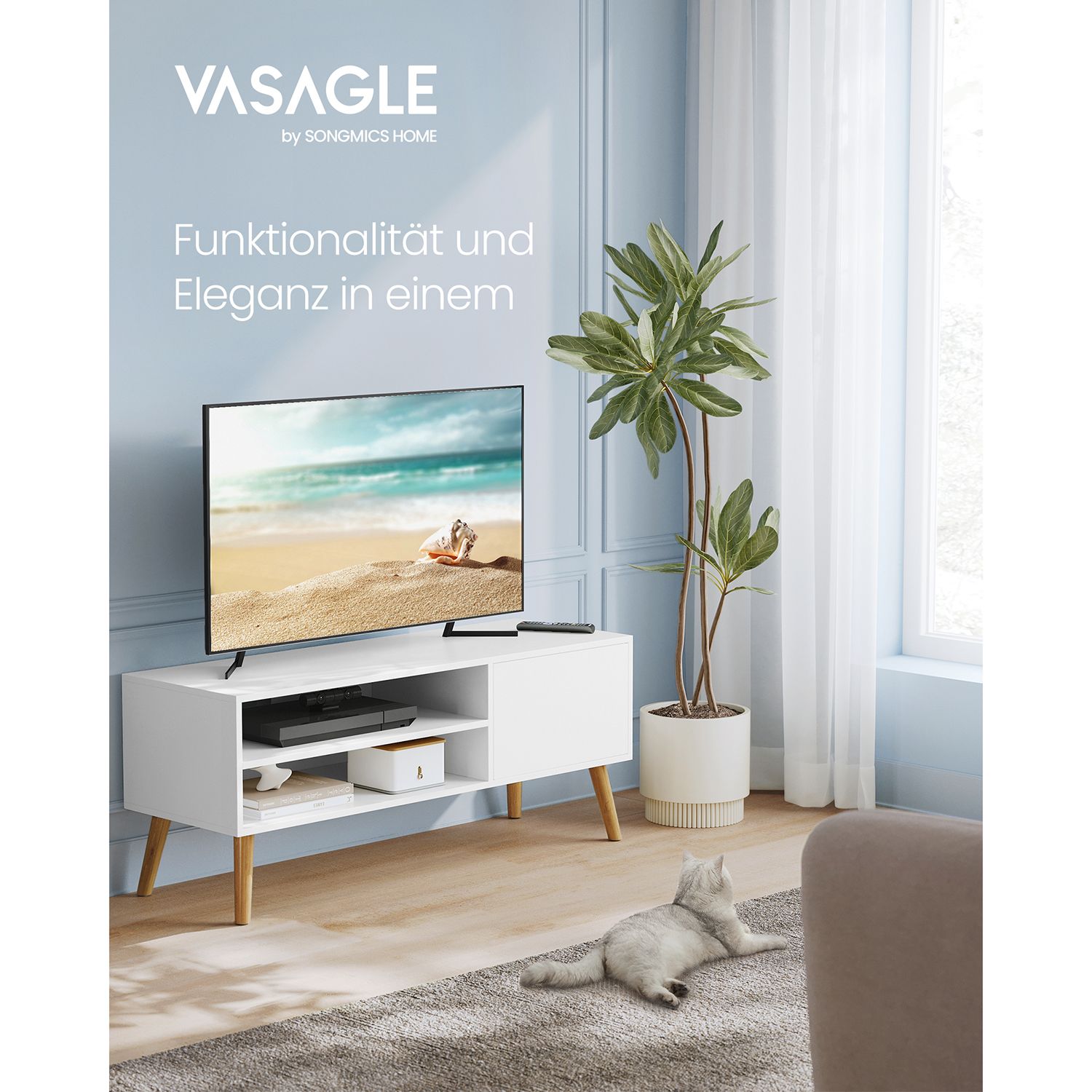 TV-Schrank mit 1 Tür 40 x 120 x 49 cm weiß