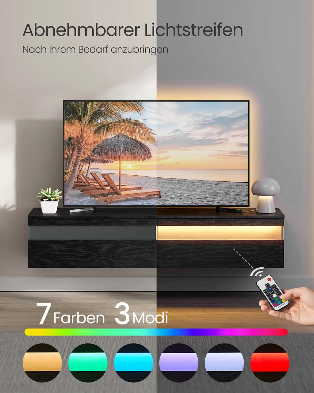 TV-Lowboard hängend 147 x 35 x 30 cm ebenholzschwarz
