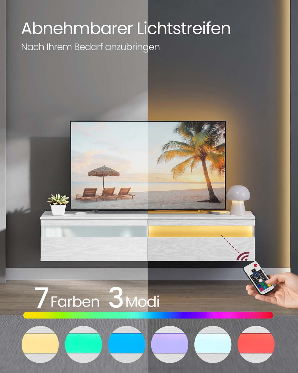 TV-Lowboard hängend 147 x 35 x 30 cm schneeweiß