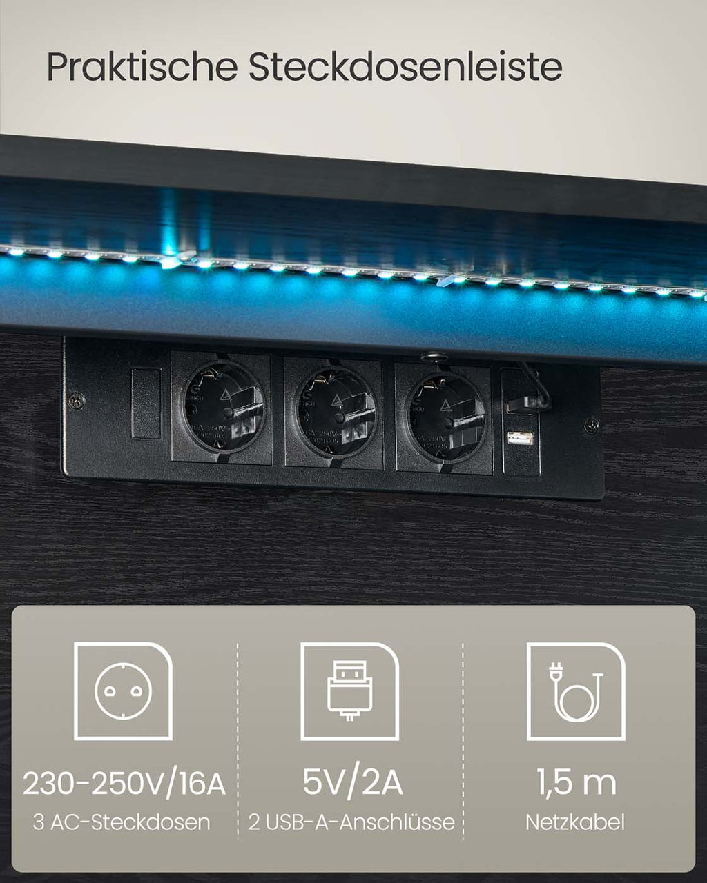 TV-Lowboard hängend 178 x 35 x 30 cm ebenholzschwarz