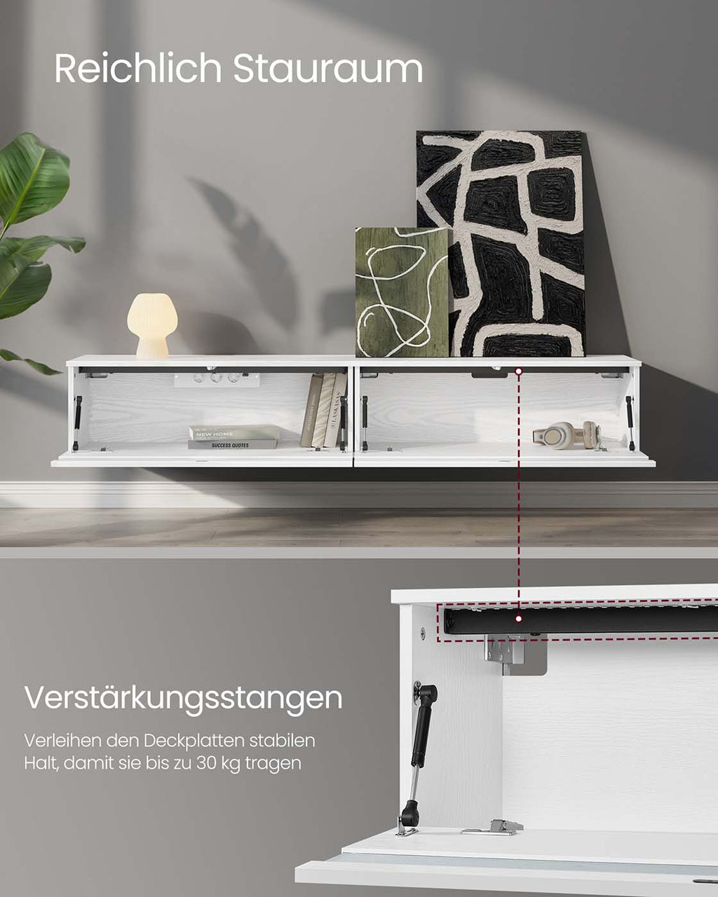TV-Lowboard hängend 178 x 35 x 30 cm schneeweiß