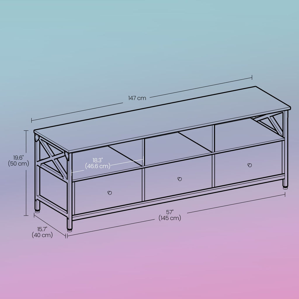 Industriestil TV-Schrank mit 3 Schubladen