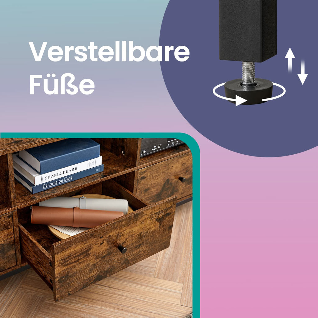 Industriestil TV-Schrank mit 3 Schubladen