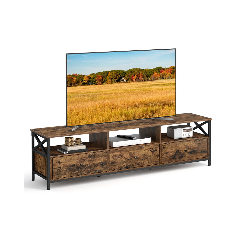 TV-Schrank  für Fernseher bis zu 80 Zoll mit 3 Schubladen vintagebraun-schwarz