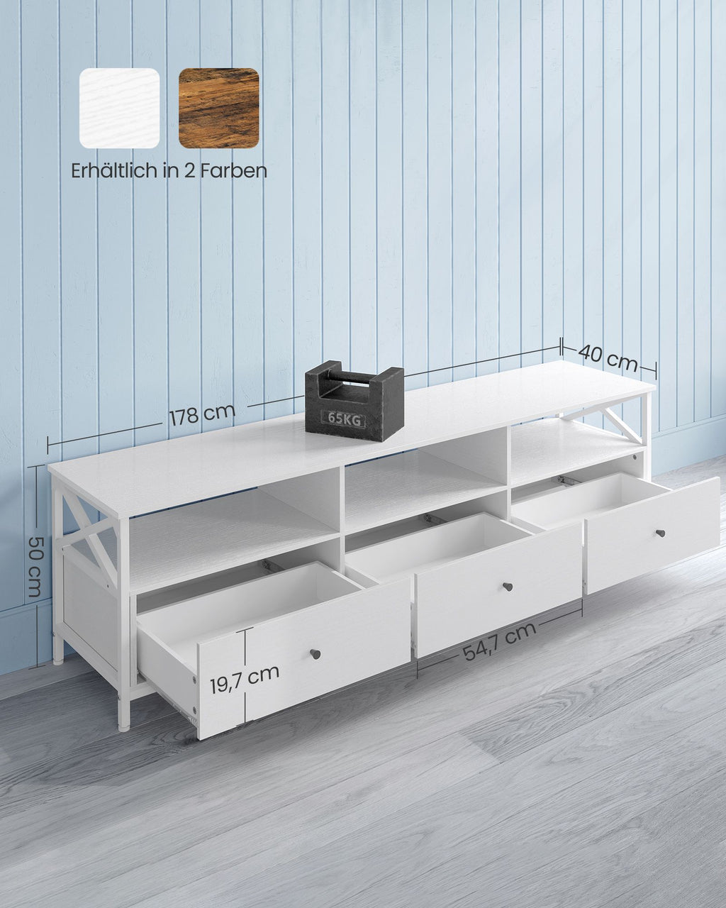 TV-Schrank 40 x 178 x 50 cm mit 3 Schubladen