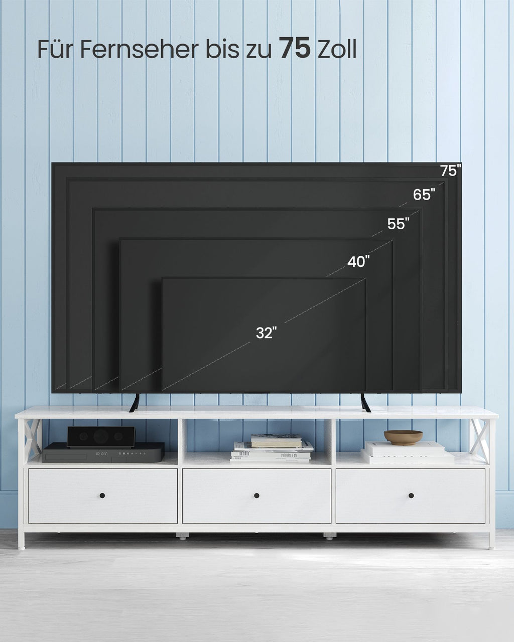 TV-Schrank 40 x 178 x 50 cm mit 3 Schubladen
