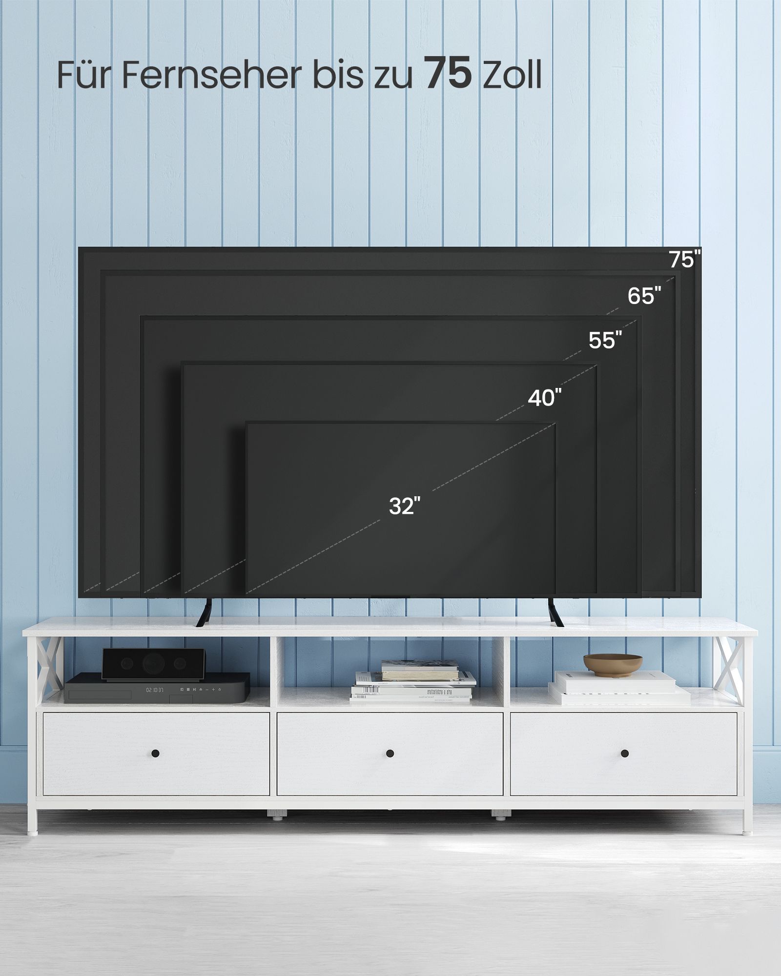 TV-Schrank 40 x 178 x 50 cm mit 3 Schubladen