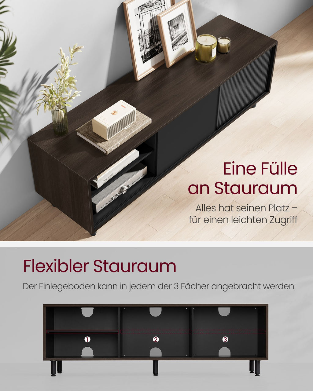 TV-Schrank superschnelle Montage modern aschbraun-tintenschwarz