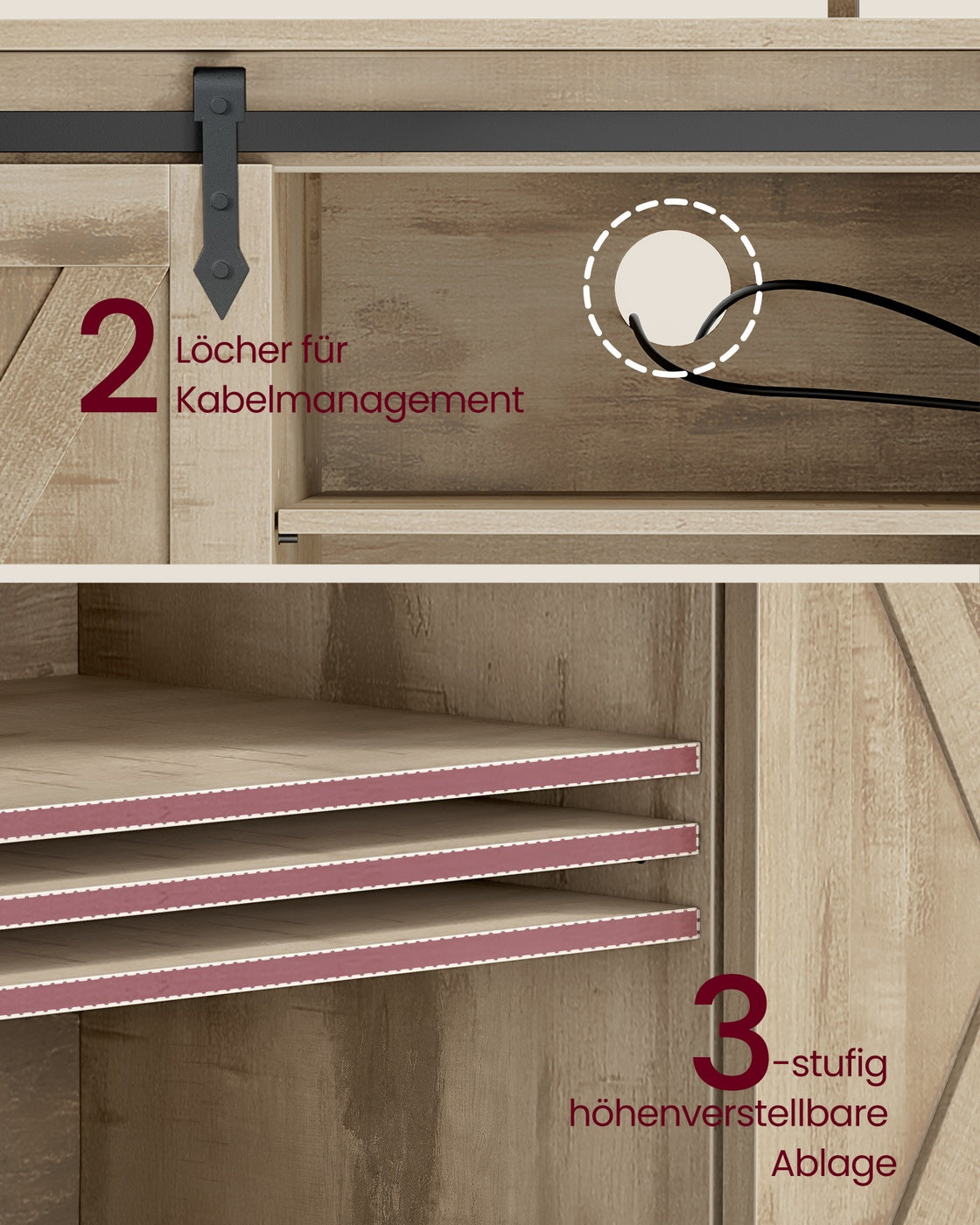 TV-Schrank mit verstellbaren Ablagen und Metallgestell