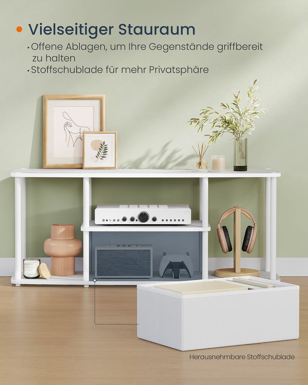 TV-Schrank für Fernseher bis zu 50 Zoll schneeweiß-mattweiß