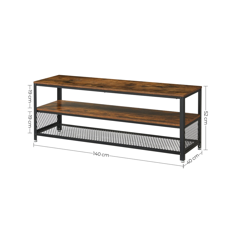 Industriestil TV-Lowboard mit 3 Ebenen