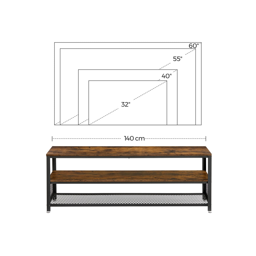 Industriestil TV-Lowboard mit 3 Ebenen